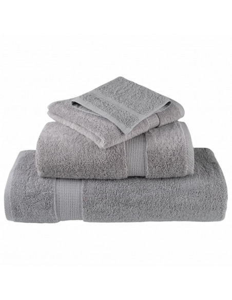 Set Asciugamani 12 pz Grigio 600 gsm 100% Cotone