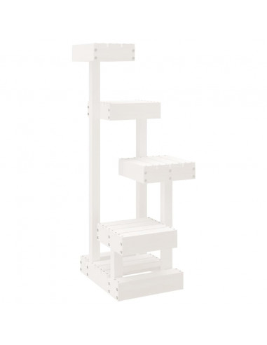 Albero per Gatti Bianco 45,5x49x103cm in Legno Massello di Pino