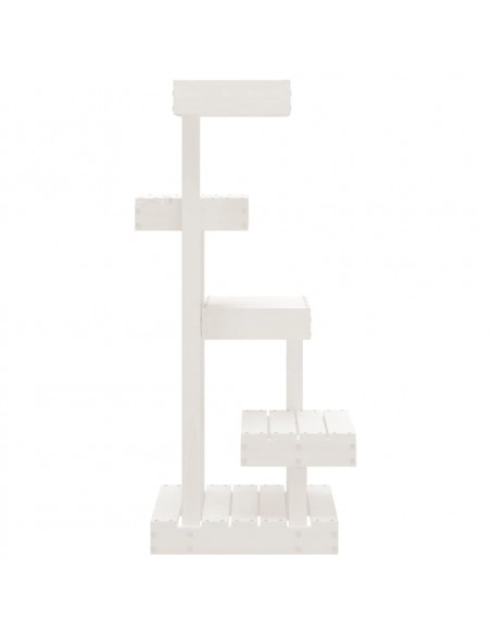 Albero per Gatti Bianco 45,5x49x103cm in Legno Massello di Pino