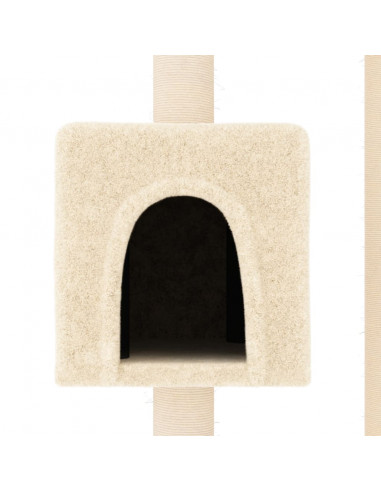 Albero per Gatti con Tiragraffi in Sisal Crema 104 cm