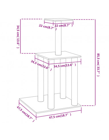 Albero per Gatti con Tiragraffi in Sisal Grigio Scuro 85,5 cm
