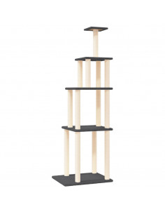 Albero per Gatti con Tiragraffi in Sisal Grigio Scuro 183 cm 2