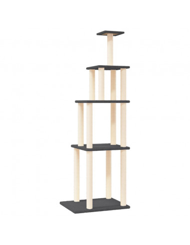 Albero per Gatti con Tiragraffi in Sisal Grigio Scuro 183 cm