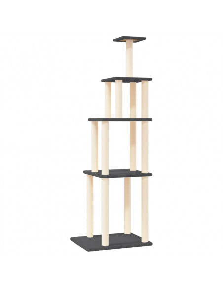 Albero per Gatti con Tiragraffi in Sisal Grigio Scuro 183 cm