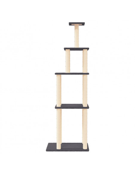 Albero per Gatti con Tiragraffi in Sisal Grigio Scuro 183 cm