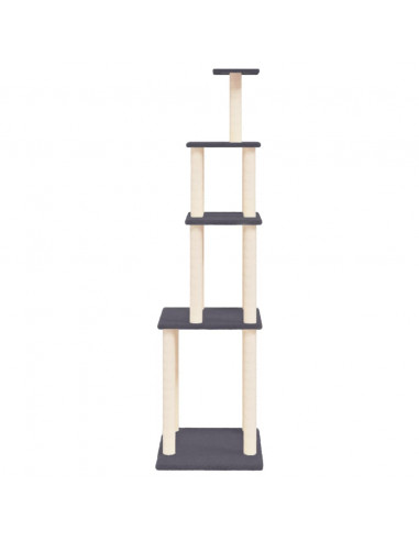 Albero per Gatti con Tiragraffi in Sisal Grigio Scuro 183 cm