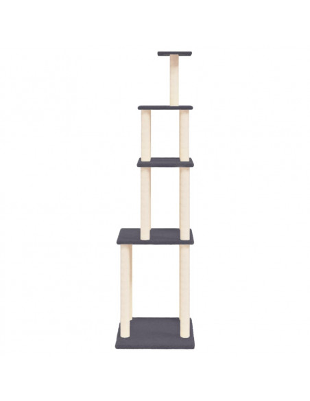 Albero per Gatti con Tiragraffi in Sisal Grigio Scuro 183 cm