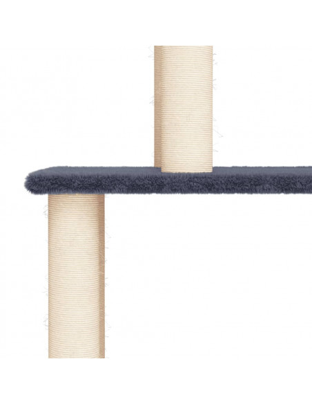Albero per Gatti con Tiragraffi in Sisal Grigio Scuro 183 cm