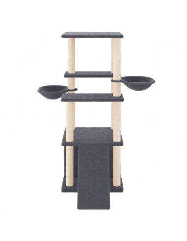 Albero per Gatti con Tiragraffi in Sisal Grigio Scuro 133 cm