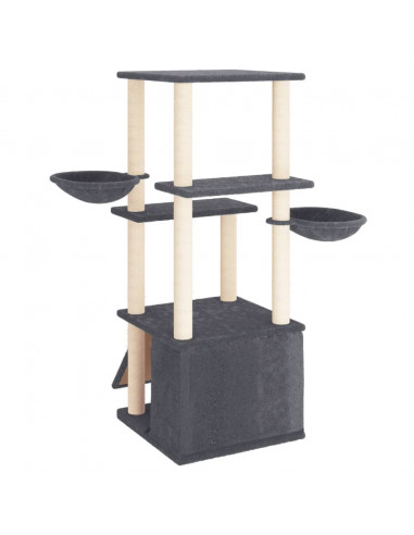 Albero per Gatti con Tiragraffi in Sisal Grigio Scuro 133 cm