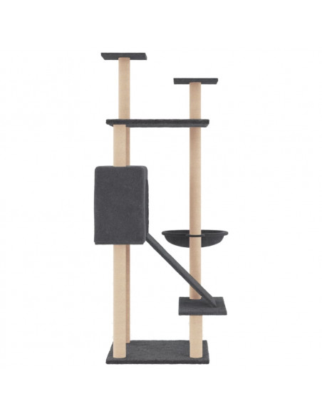 Albero per Gatti con Tiragraffi in Sisal Grigio Scuro 153 cm