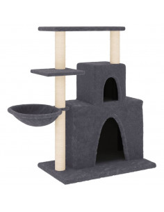 Albero per Gatti con Tiragraffi in Sisal Grigio Scuro 83 cm 2