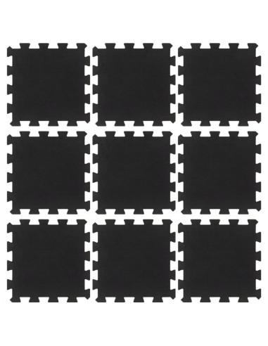 Piastrelle per Pavimenti in Gomma 9 pz Nere 16 mm 30x30 cm