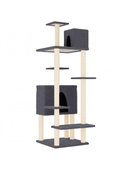 Albero per Gatti con Tiragraffi in Sisal Grigio Scuro 154 cm