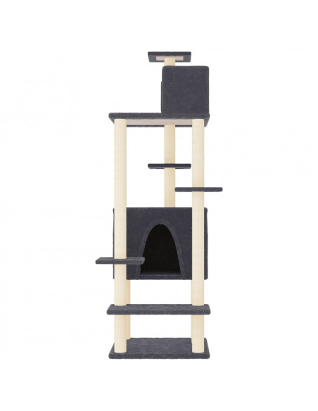 Albero per Gatti con Tiragraffi in Sisal Grigio Scuro 154 cm