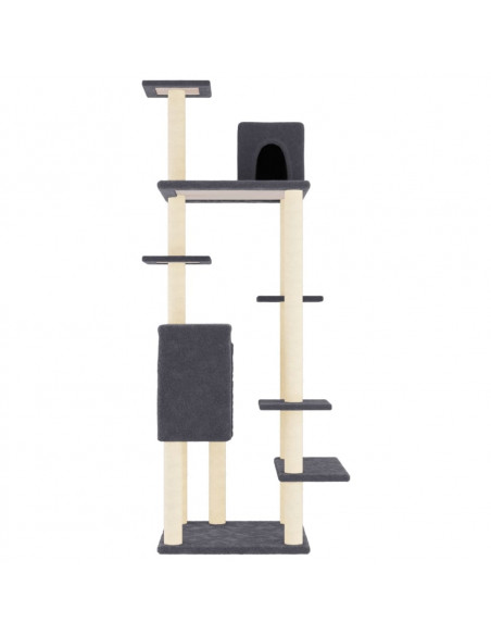 Albero per Gatti con Tiragraffi in Sisal Grigio Scuro 154 cm
