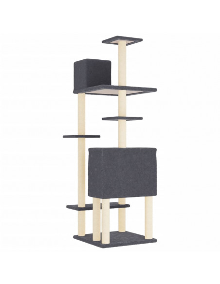 Albero per Gatti con Tiragraffi in Sisal Grigio Scuro 154 cm