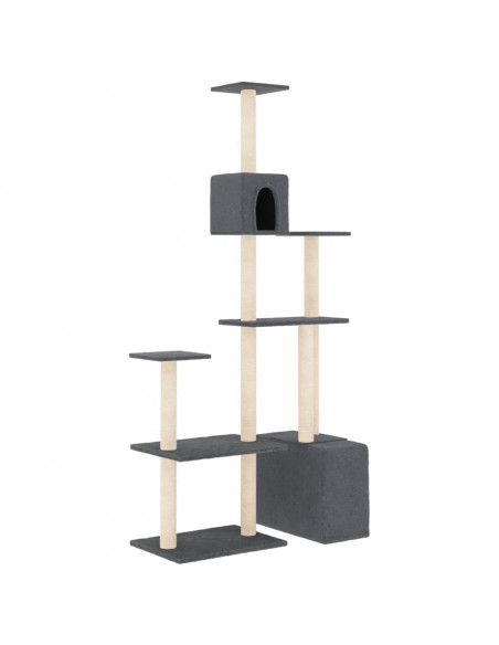 Albero per Gatti con Tiragraffi in Sisal Grigio Scuro 180 cm