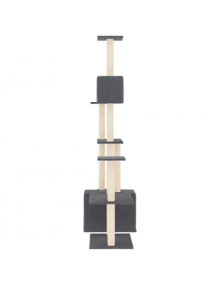 Albero per Gatti con Tiragraffi in Sisal Grigio Scuro 180 cm