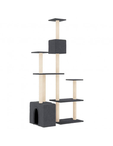 Albero per Gatti con Tiragraffi in Sisal Grigio Scuro 180 cm