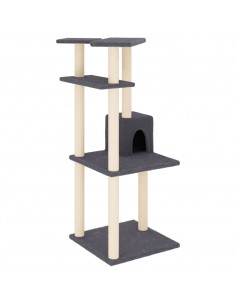 Albero per Gatti con Tiragraffi in Sisal Grigio Scuro 123 cm 2