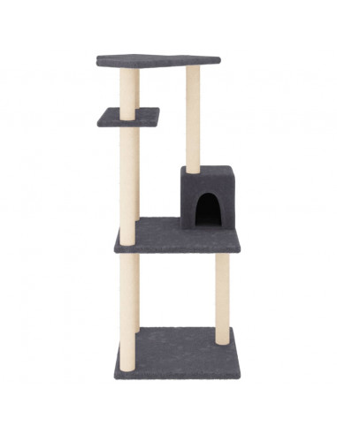 Albero per Gatti con Tiragraffi in Sisal Grigio Scuro 123 cm