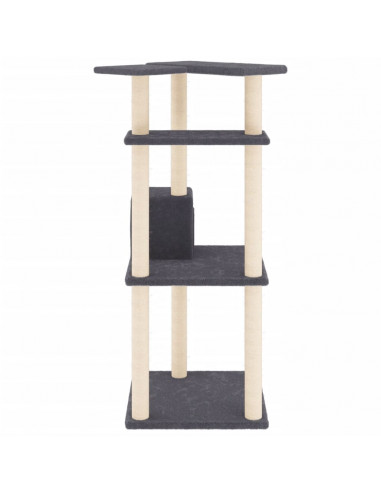 Albero per Gatti con Tiragraffi in Sisal Grigio Scuro 123 cm