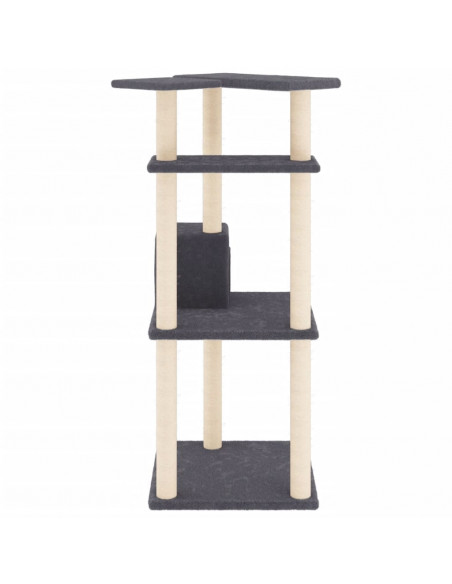 Albero per Gatti con Tiragraffi in Sisal Grigio Scuro 123 cm