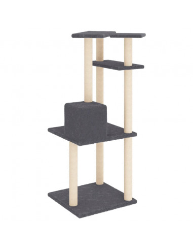 Albero per Gatti con Tiragraffi in Sisal Grigio Scuro 123 cm