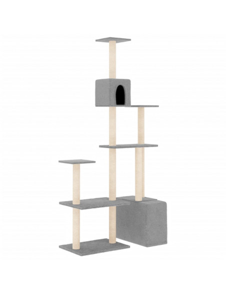Albero per Gatti con Tiragraffi in Sisal Grigio Chiaro 180 cm