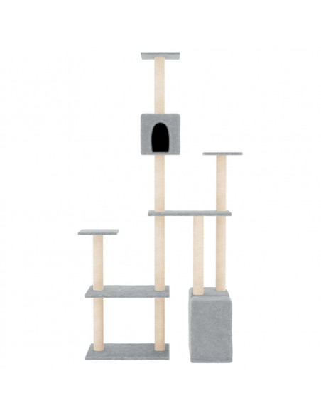 Albero per Gatti con Tiragraffi in Sisal Grigio Chiaro 180 cm
