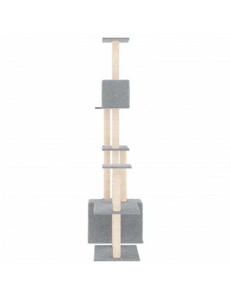 Albero per Gatti con Tiragraffi in Sisal Grigio Chiaro 180 cm