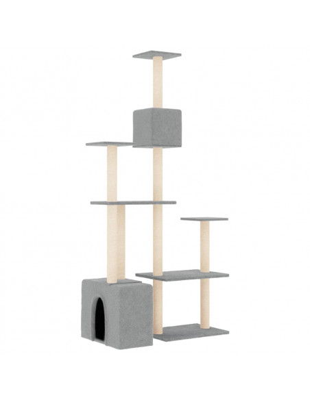 Albero per Gatti con Tiragraffi in Sisal Grigio Chiaro 180 cm