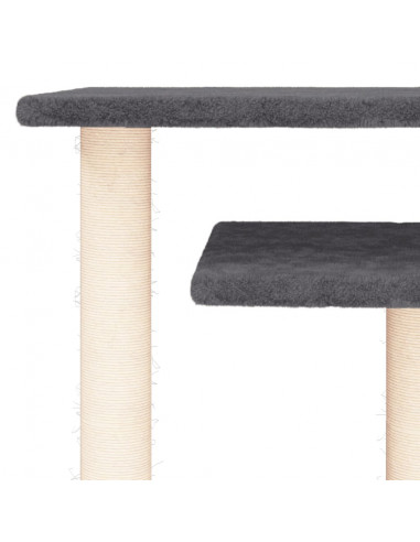 Pali Tiragraffi per Gatti con Piattaforme Grigio Scuro 62,5 cm