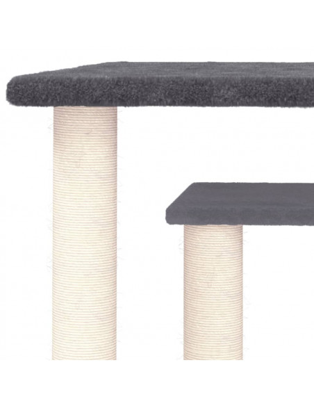 Pali Tiragraffi per Gatti con Piattaforme Grigio Scuro 50 cm