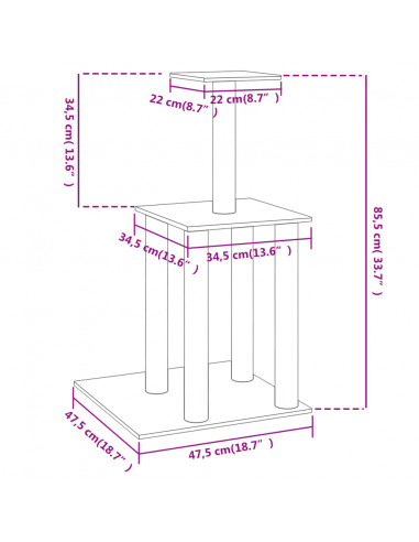 Albero per Gatti con Tiragraffi in Sisal Crema 85,5 cm