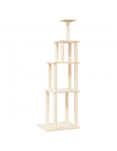 Albero per Gatti con Tiragraffi in Sisal Crema 183 cm