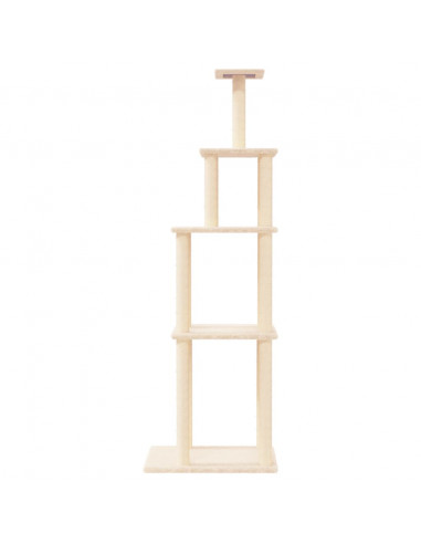 Albero per Gatti con Tiragraffi in Sisal Crema 183 cm