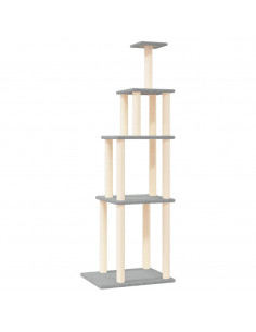 Albero per Gatti con Tiragraffi in Sisal Grigio Chiaro 183 cm 2