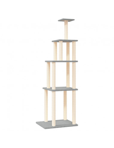 Albero per Gatti con Tiragraffi in Sisal Grigio Chiaro 183 cm