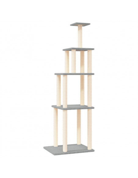 Albero per Gatti con Tiragraffi in Sisal Grigio Chiaro 183 cm