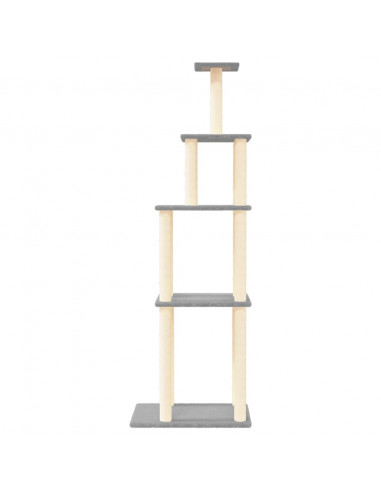 Albero per Gatti con Tiragraffi in Sisal Grigio Chiaro 183 cm