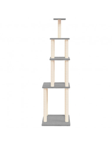 Albero per Gatti con Tiragraffi in Sisal Grigio Chiaro 183 cm
