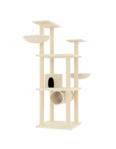 Albero per Gatti con Tiragraffi in Sisal Crema 141 cm
