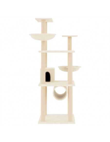 Albero per Gatti con Tiragraffi in Sisal Crema 141 cm