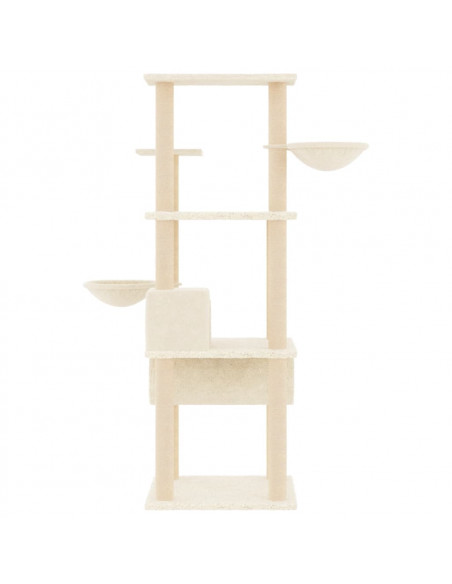 Albero per Gatti con Tiragraffi in Sisal Crema 141 cm