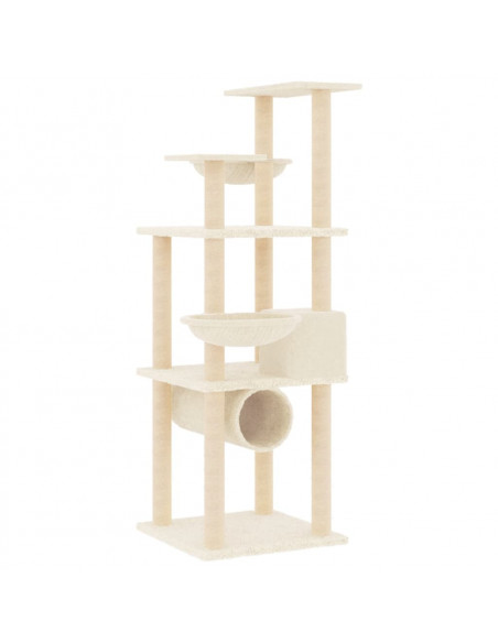Albero per Gatti con Tiragraffi in Sisal Crema 141 cm