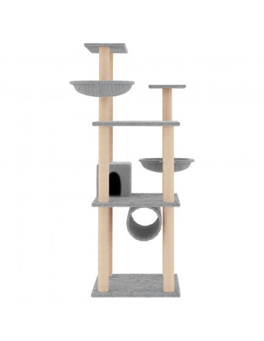 Albero per Gatti con Tiragraffi in Sisal Grigio Chiaro 141 cm