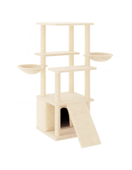 Albero per Gatti con Tiragraffi in Sisal Crema 133 cm