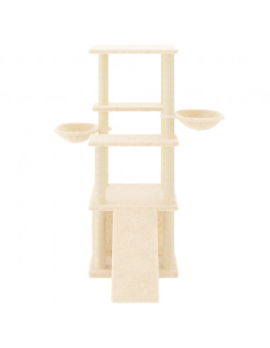 Albero per Gatti con Tiragraffi in Sisal Crema 133 cm